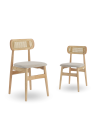 Pack de 2 Sillas de comedor Honey de Tela Beige y Madera Natural