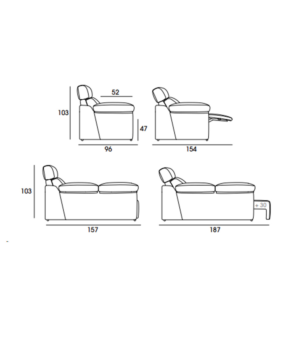 Sofá Magú con chaise longue motorizada, máxima comodidad y diseño moderno