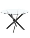 Mesa comedor redonda de cristal DAN patas cruzadas