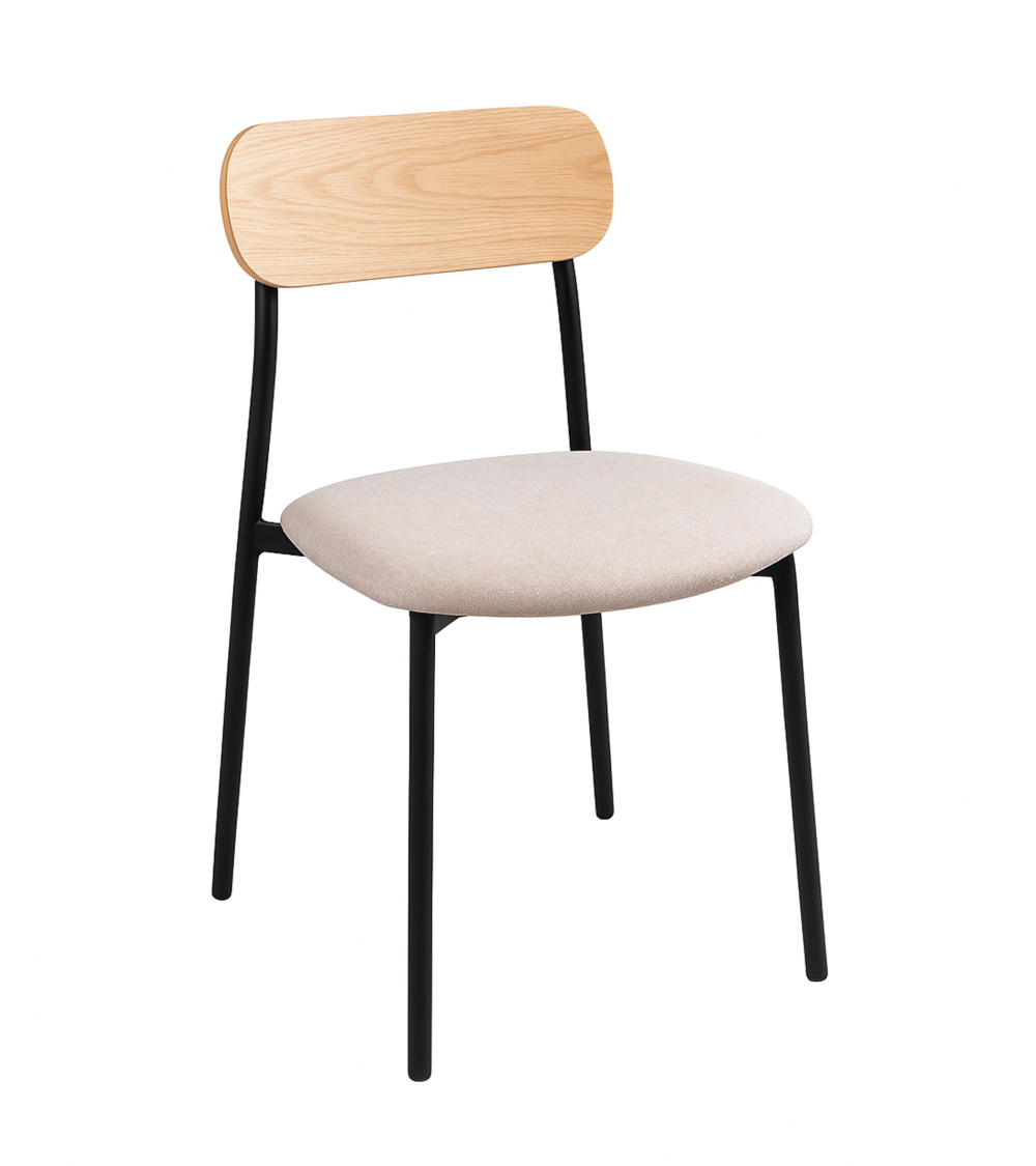 Pack Nairobi – Mesa y 4 sillas estilo industrial en roble y negro