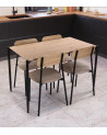Pack Nairobi – Mesa y 4 sillas estilo industrial en roble y negro