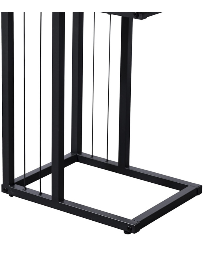 Mesa Auxiliar Aruba – Roble y metal negro, diseño compacto