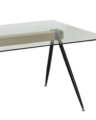 Mesa de Comedor Marama – Cristal templado, roble y metal negro