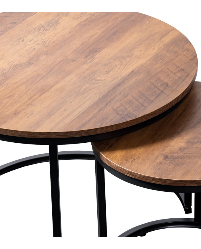 Set de mesas Kio – Mesas auxiliares redondas en negro y roble