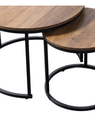Set de mesas Kio – Mesas auxiliares redondas en negro y roble