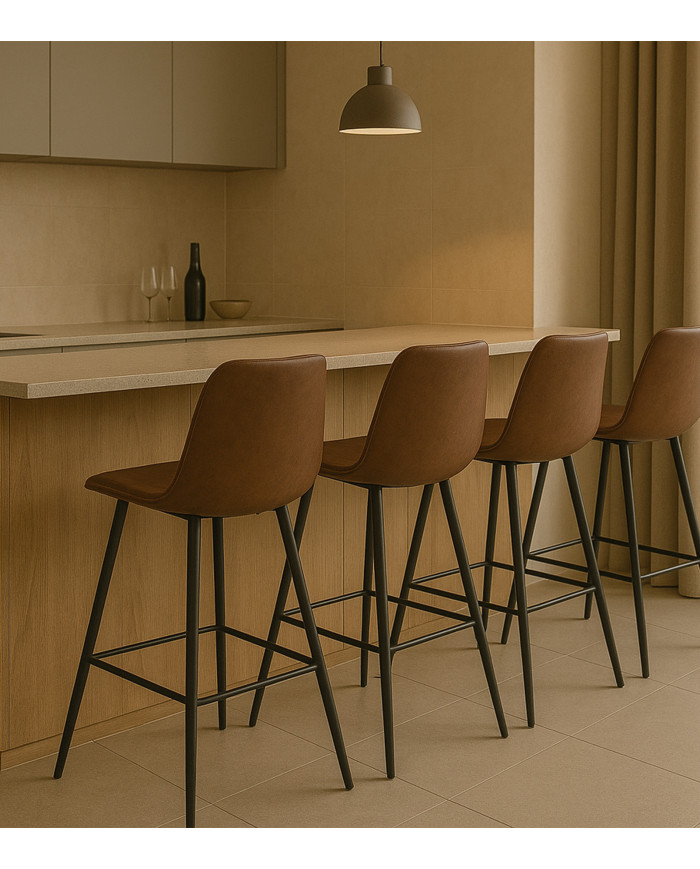 Taburetes Dio – Pack de 2 tapizados en tela chocolate