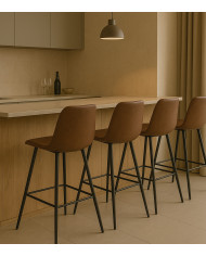 Taburetes Dio – Pack de 2 tapizados en tela chocolate