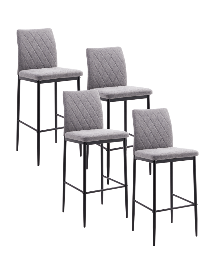 Taburetes Estor – Pack de 4 altos con tapizado antimanchas