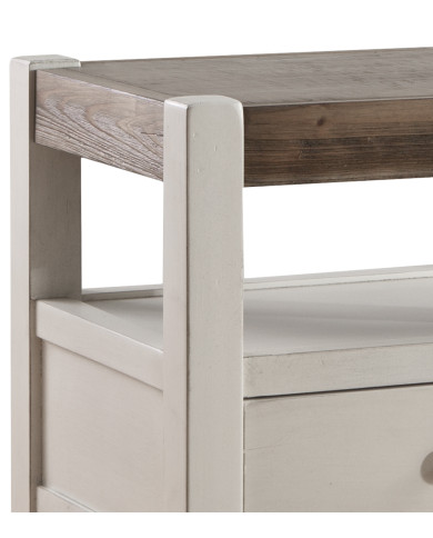 Mesita de noche Marlow – Estilo Country blanco y madera natural Mesita de noche Marlow – Estilo Country blanco y madera natural
