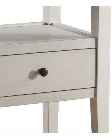 Mesita de noche Marlow – Estilo Country blanco y madera natural Mesita de noche Marlow – Estilo Country blanco y madera natural