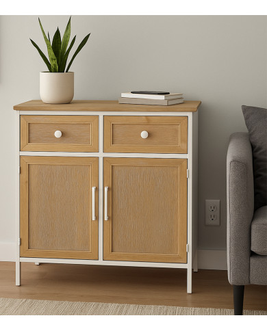 Aparador Nola – Mueble natural con estructura blanca Aparador Nola – Mueble natural con estructura blanca