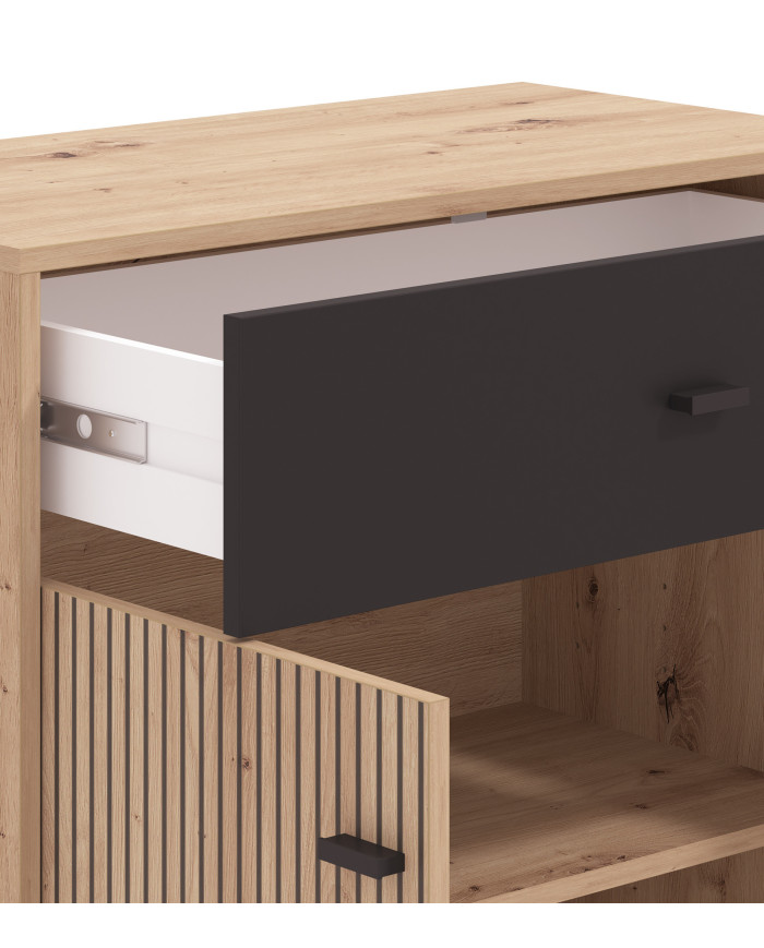 Aparador Avion – Mueble moderno con acabado roble y efecto alistonado Aparador Avion – Mueble moderno con acabado roble y efecto alistonado
