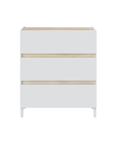 Cómoda Ébano 3 cajones – Con patas altas y fijación a pared Cómoda Ébano 3 cajones – Con patas altas y fijación a pared
