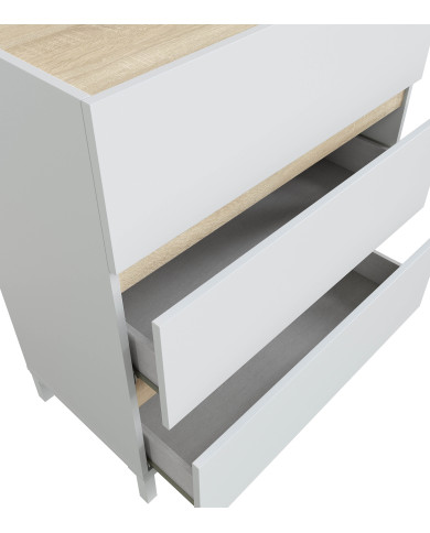 Cómoda Ébano 3 cajones – Con patas altas y fijación a pared Cómoda Ébano 3 cajones – Con patas altas y fijación a pared