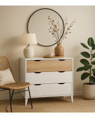 Cómoda Noive 3 cajones – Compacta con patas altas y guías metálicas