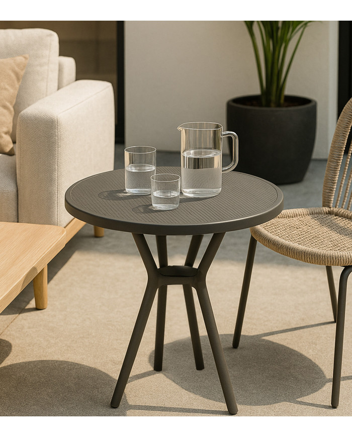 Mesa auxiliar Gaia – Redonda y ligera para exterior o interior