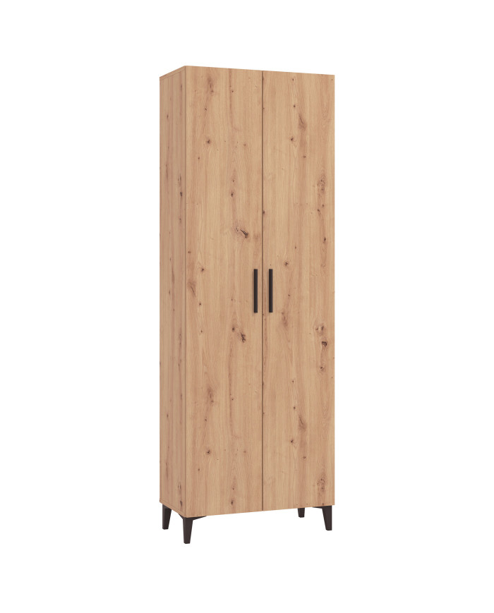 Zapatero Basile – Mueble alto con baldas regulables y acabado roble artisán