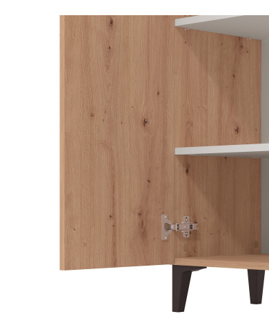 Zapatero Basile – Mueble alto con baldas regulables y acabado roble artisán Zapatero Basile – Mueble alto con baldas regulables y acabado roble artisán