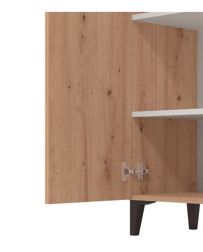 Zapatero Basile – Mueble alto con baldas regulables y acabado roble artisán