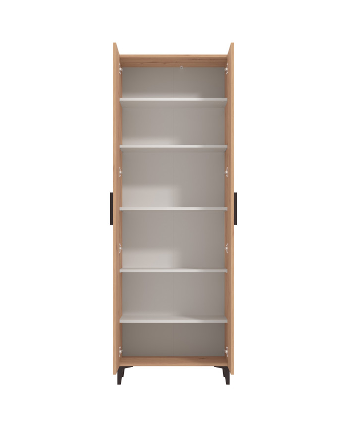 Zapatero Basile – Mueble alto con baldas regulables y acabado roble artisán