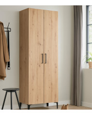 Zapatero Basile – Mueble alto con baldas regulables y acabado roble artisán