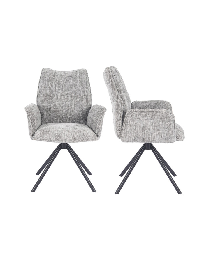Silla Andrea con brazos – Tapizada y giratoria 180° con retorno