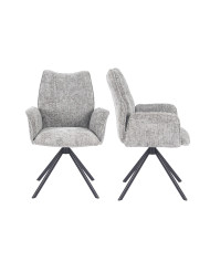 Silla Andrea con brazos – Tapizada y giratoria 180° con retorno