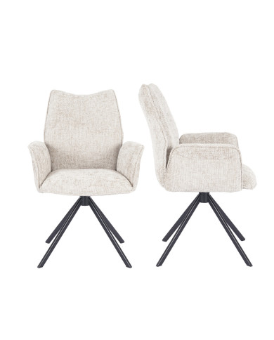 Silla Andrea con brazos – Tapizada y giratoria 180° con retorno Silla Andrea con brazos – Tapizada y giratoria 180° con retorno