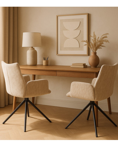 Silla Andrea con brazos – Tapizada y giratoria 180° con retorno Silla Andrea con brazos – Tapizada y giratoria 180° con retorno