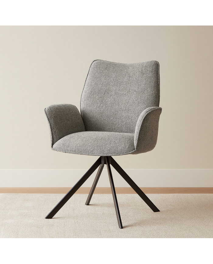 Silla Andrea con brazos – Tapizada y giratoria 180° con retorno