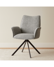 Silla Andrea con brazos – Tapizada y giratoria 180° con retorno