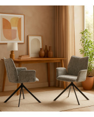 Silla Andrea con brazos – Tapizada y giratoria 180° con retorno