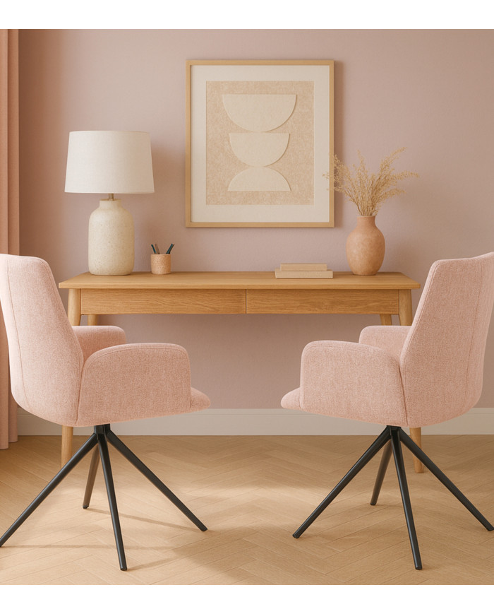 Silla Andrea con brazos – Tapizada y giratoria 180° con retorno