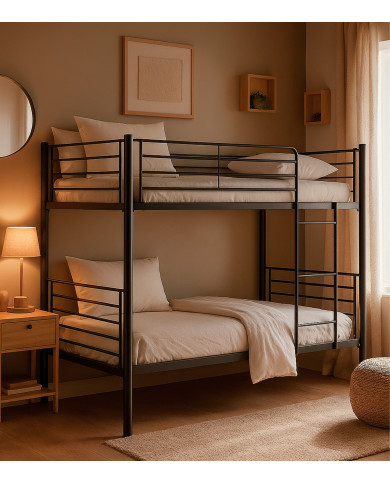 Litera Finy metálica – 2 camas de 90x190 cm con escalera y baranda Litera Finy metálica – 2 camas de 90x190 cm con escalera y baranda