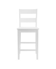 Taburete Tole – Taburete de madera lacada blanco para cocina o bar