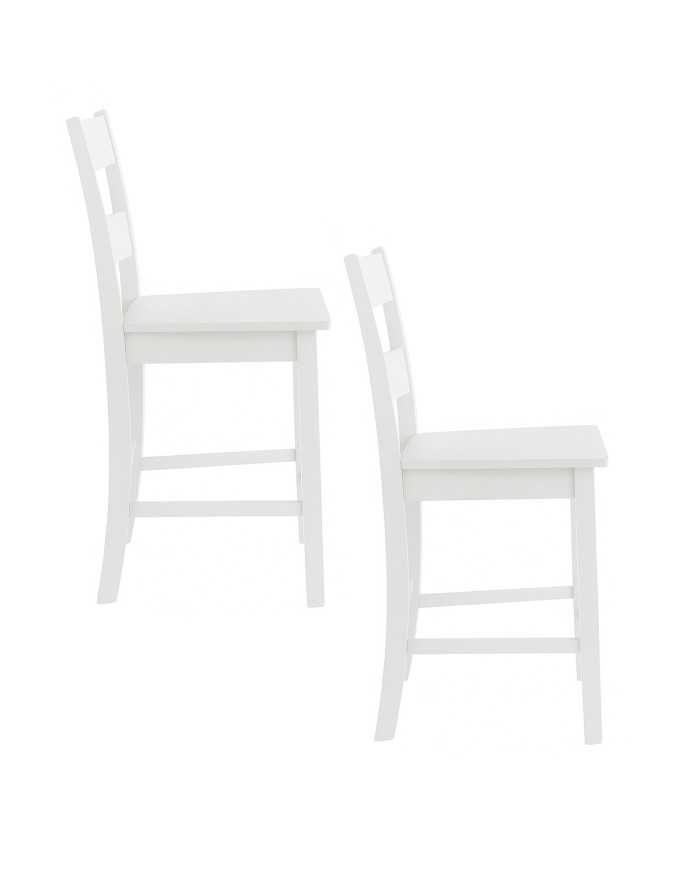 Taburete Tole – Taburete de madera lacada blanco para cocina o bar