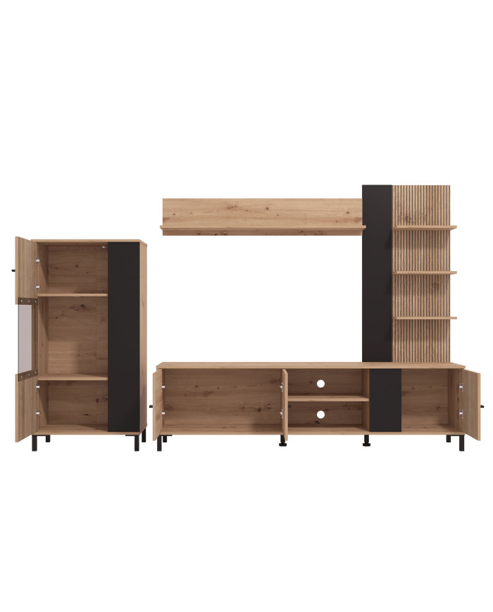 Mueble de salón Avion – Composición moderna con frentes en negro