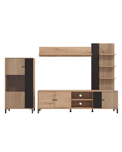 Mueble de salón Avion – Composición moderna con frentes en negro Mueble de salón Avion – Composición moderna con frentes en negro