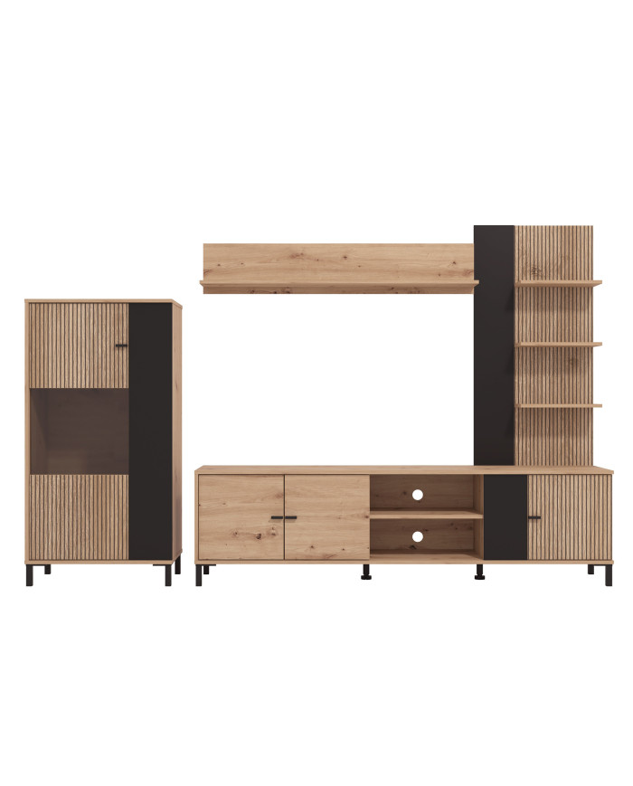 Mueble de salón Avion – Composición moderna con frentes en negro