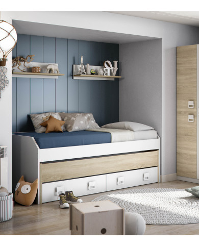 Cama nido Tomy con estantes – Doble cama y almacenaje práctico Cama nido Tomy con estantes – Doble cama y almacenaje práctico