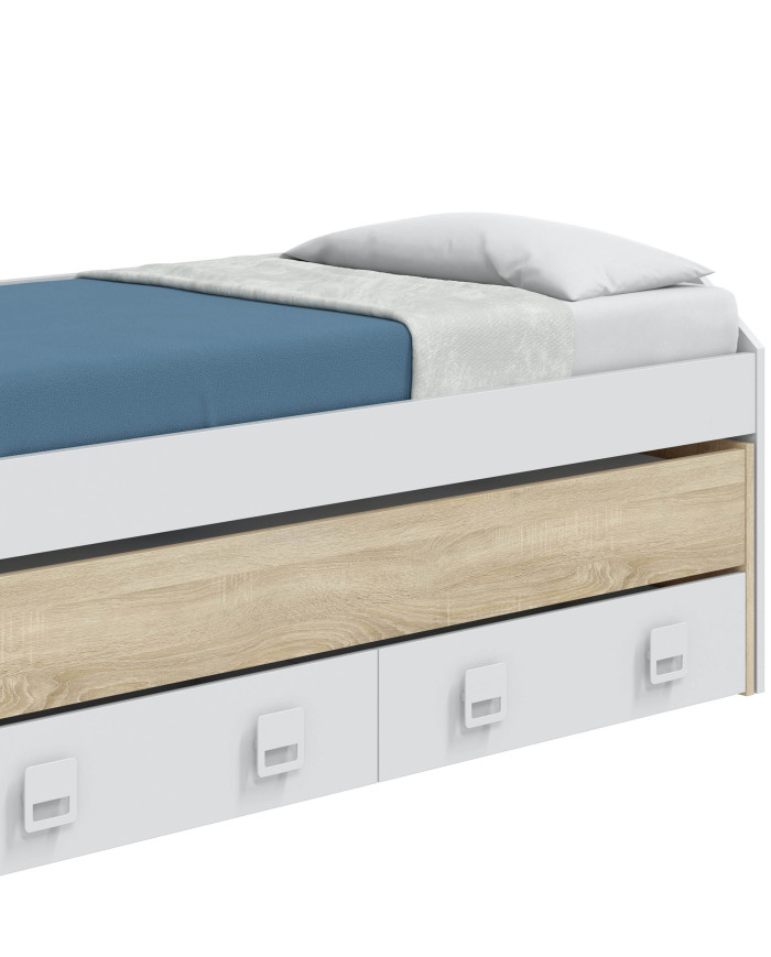 Cama nido Tomy con estantes – Doble cama y almacenaje práctico