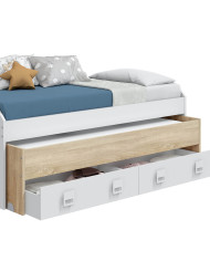 Cama nido Tomy con estantes – Doble cama y almacenaje práctico