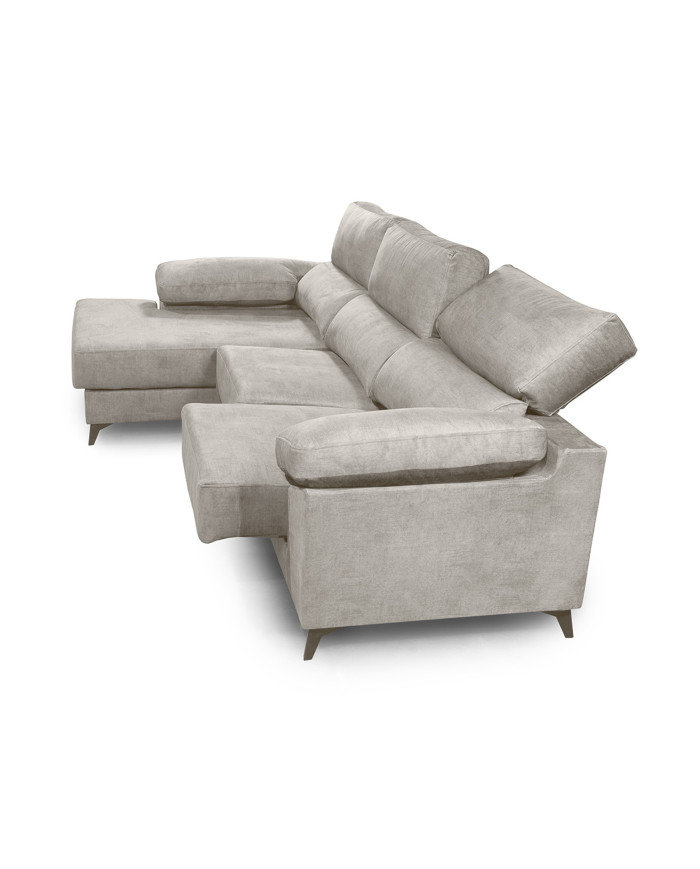 Sofá Chaise Longue Vis – Con arcón, asientos extraíbles y respaldos reclinables