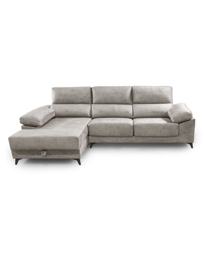 Sofá Chaise Longue Vis – Con arcón, asientos extraíbles y respaldos reclinables