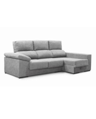 Sofá Chaise Longue Marcia – 3 plazas con asientos deslizantes, pouf y arcón