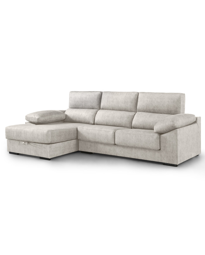 Sofá Chaise Longue Monti – Asientos extraíbles, respaldos reclinables y arcón