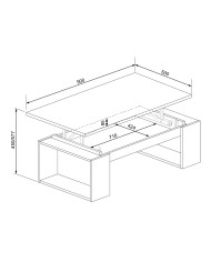 Mesa centro elevable Rubi II estilo industrial