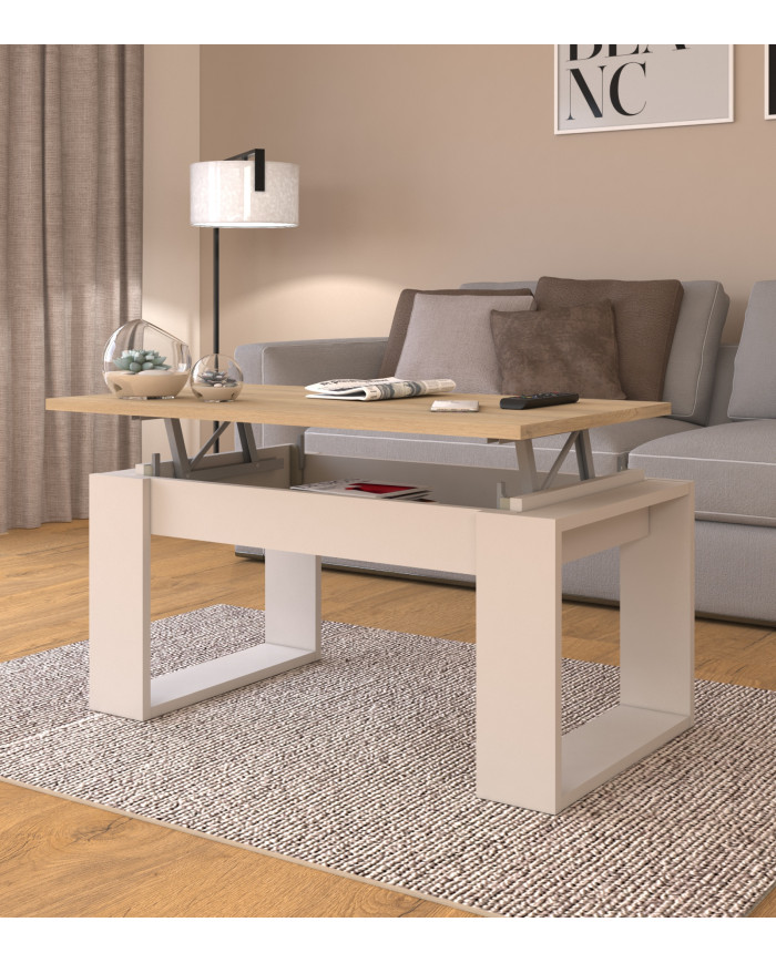 Mesa centro elevable Rubi II estilo industrial