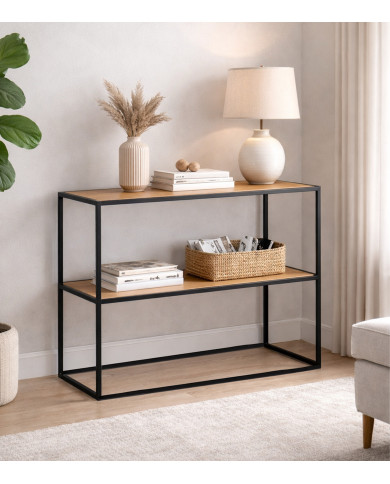 Estantería Kraft II industrial con estantes en roble