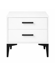 Mesita de noche Savia 2 cajones con patas metálicas